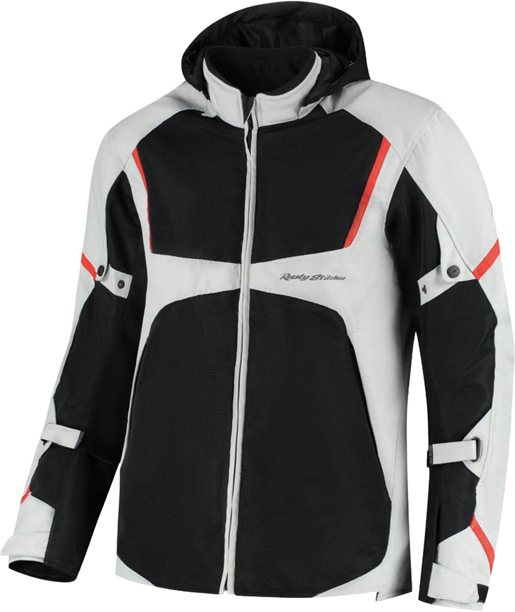 Rusty Stitches Carlo Veste textile de moto Gris clair/noir/rouge S Figure 1