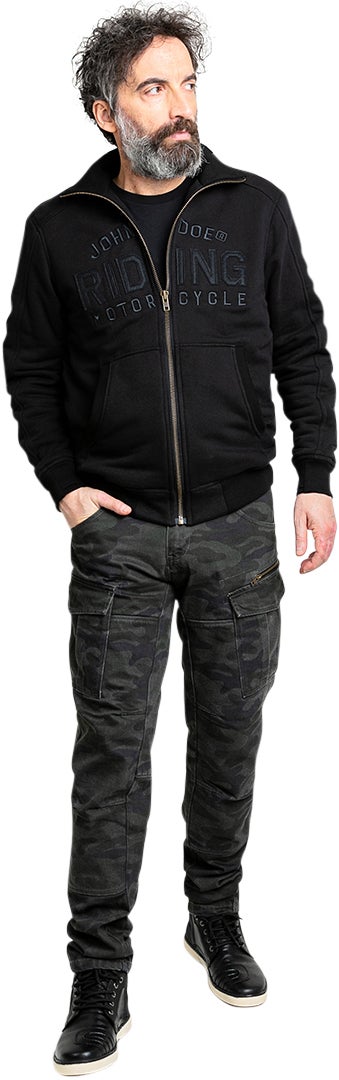 John Doe Standup Neck Motorcykel hoodie Sort/sort S Figur 11