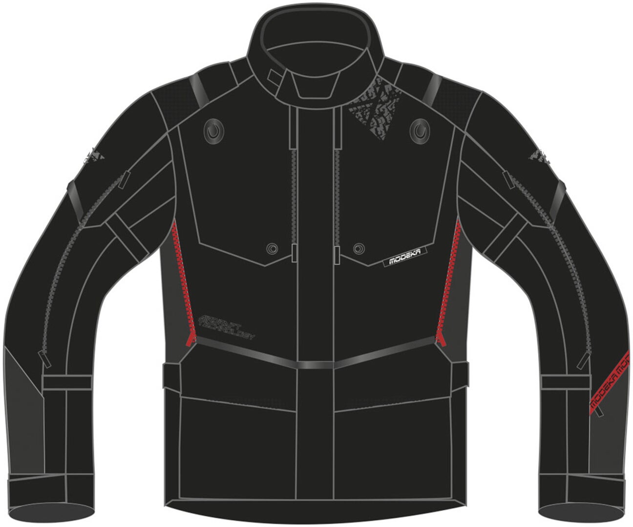 Modeka Trohn Motorcycle Textile Jacket black/dark grey 4XL Figure 1