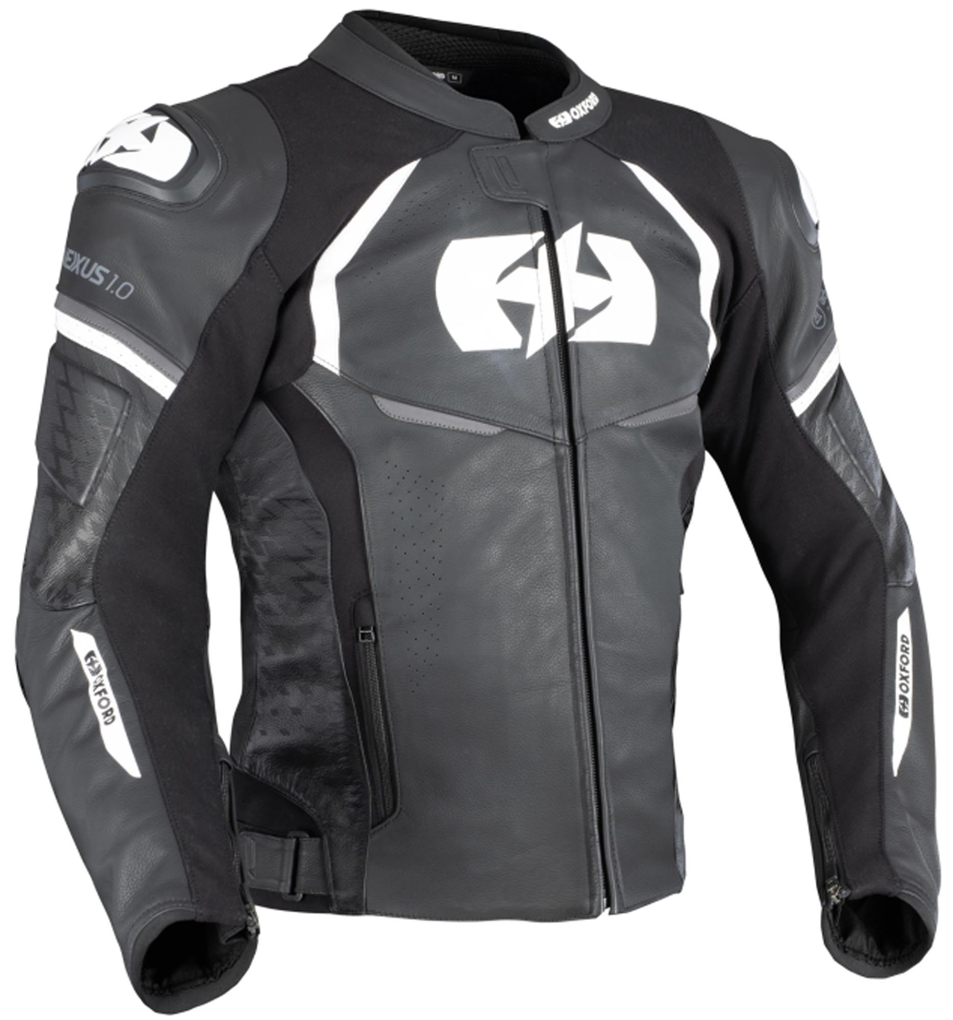 Oxford Nexus 1.0 Jaqueta de couro de motocicleta preto/branco 48 Figura 1