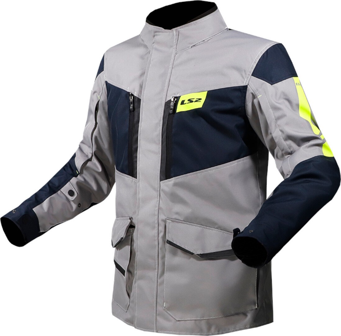 LS2 Metropolis Evo waterproof Motorcycle Textile Jacket grey/dark blue/neon yellow L Figure 1