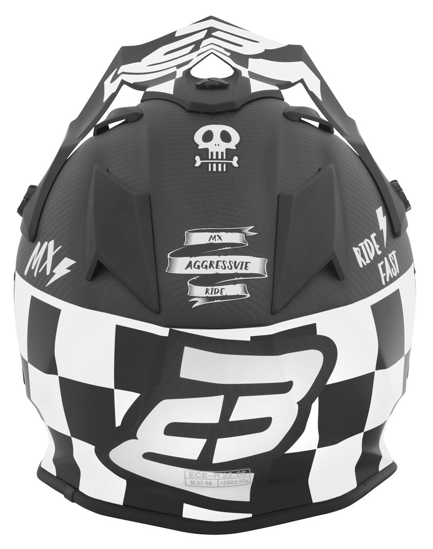 Bogotto V328 Xadrez Carbon Motokrosová přilba černobílá S Obrázek 2