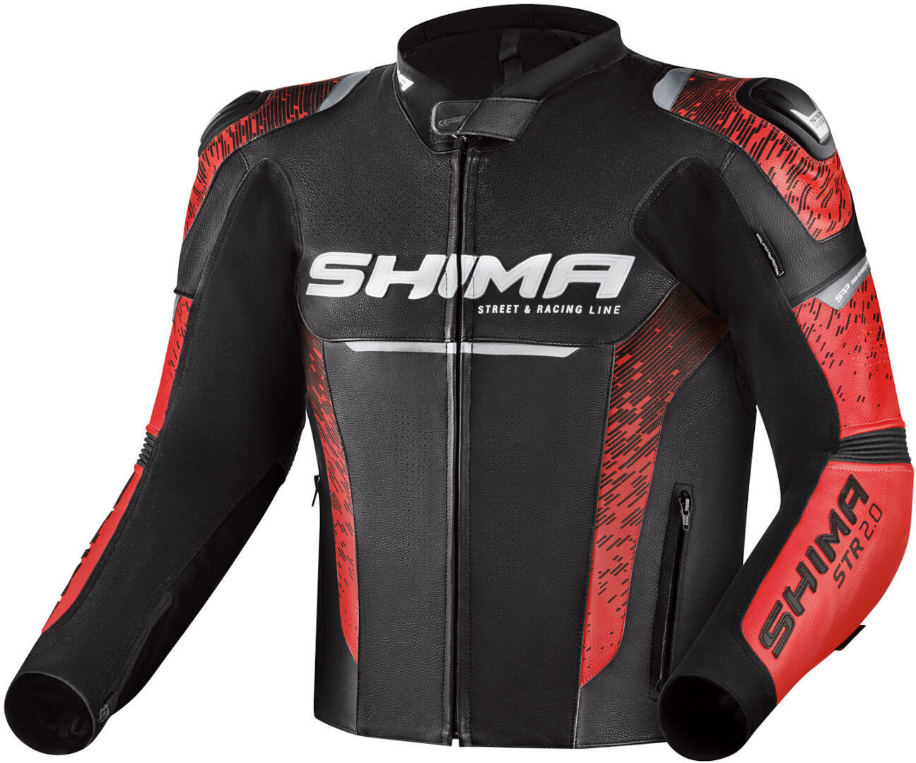 SHIMA STR 2.0 Motorrad Lederjacke schwarz/rot 54 Abbildung 1