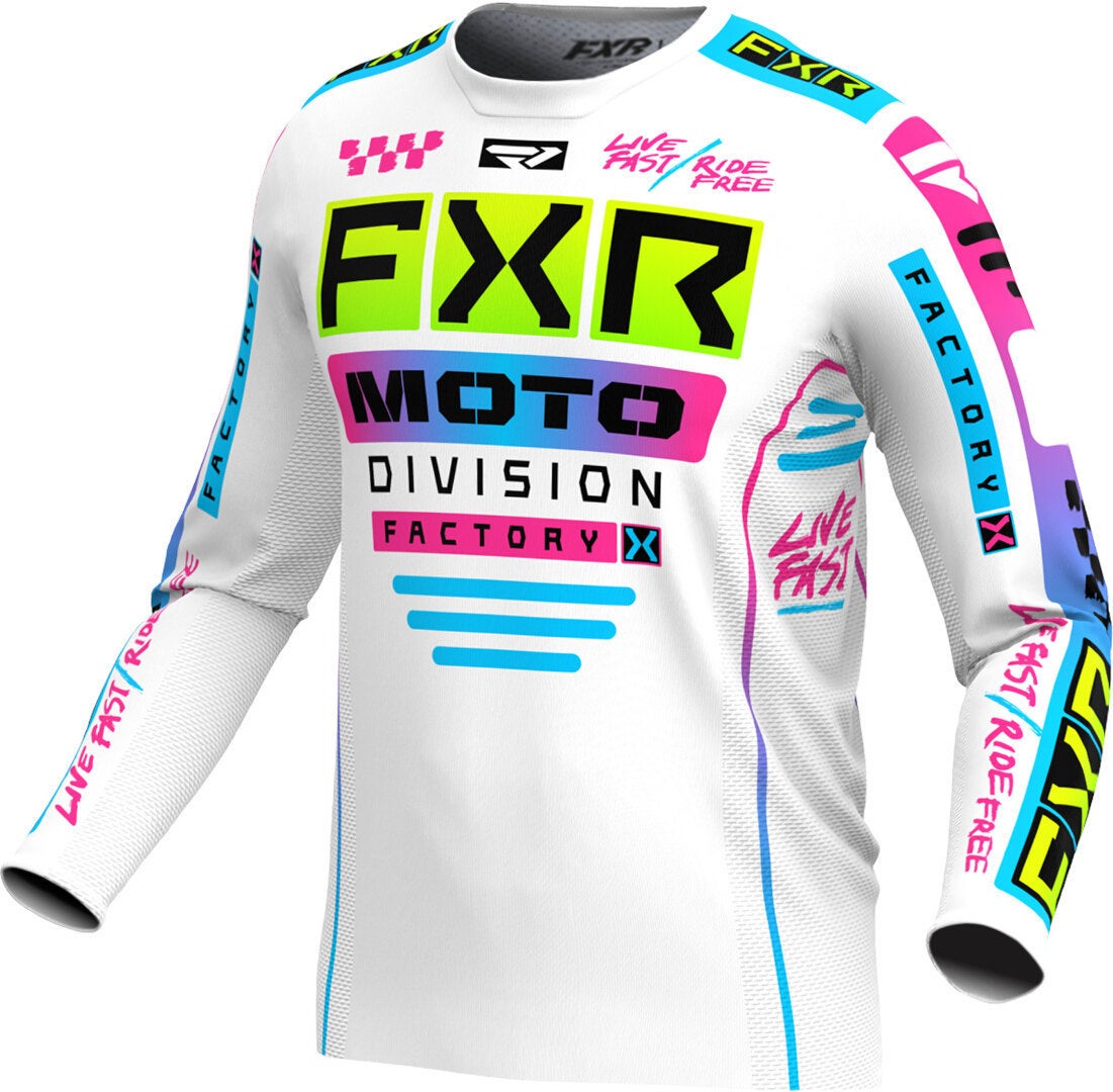 FXR Podium Gladiator 2024 Motokrosový dres bílá/černá/modrá S Obrázek 1