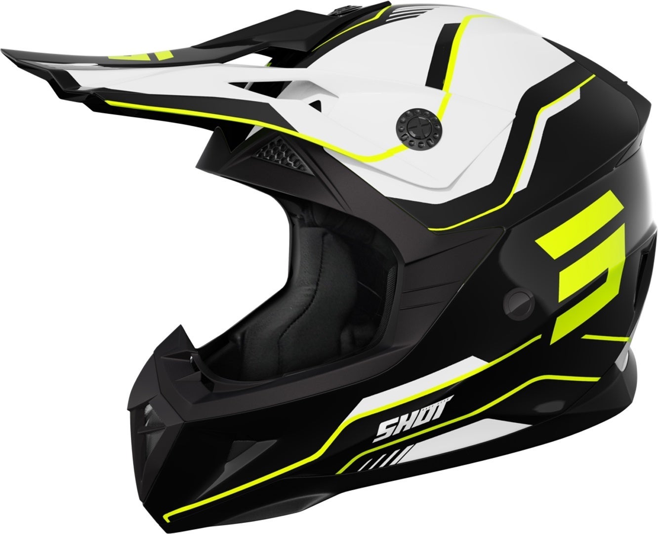 Shot Pulse Lines Capacete de motocross preto/branco/amarelo S (55/56) Figura 1