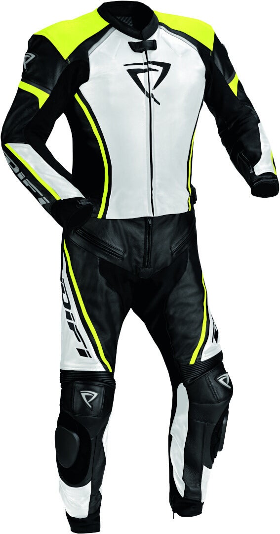 DIFI Suzuka Two Piece Motorcycle Leather Suit black/white/yellow 54 Figure 1