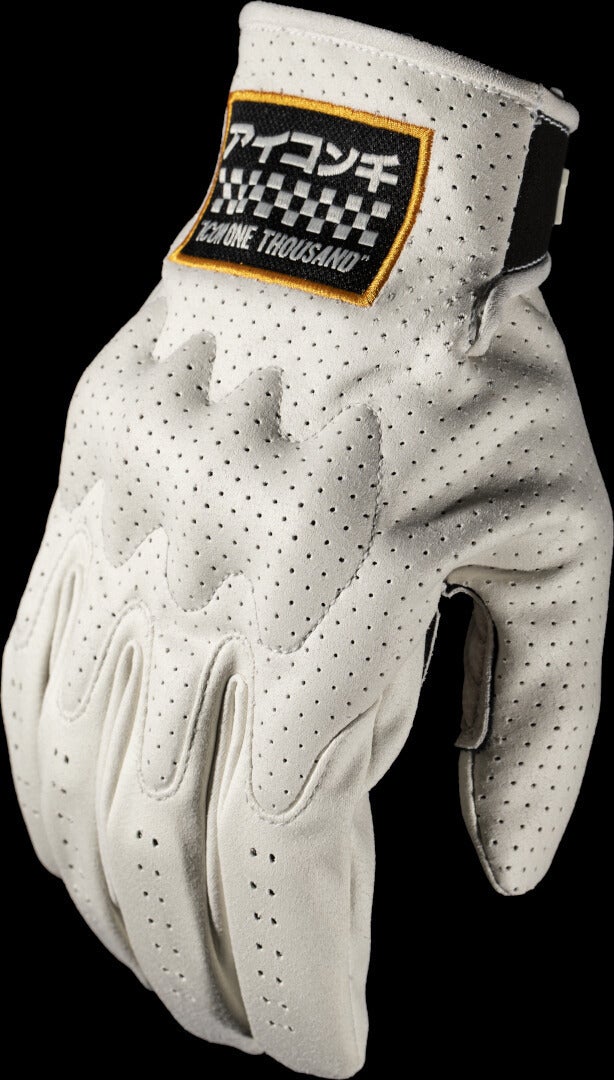 Icon Airform Slabtown perforierte Motorrad Handschuhe weiß/schwarz L Abbildung 3