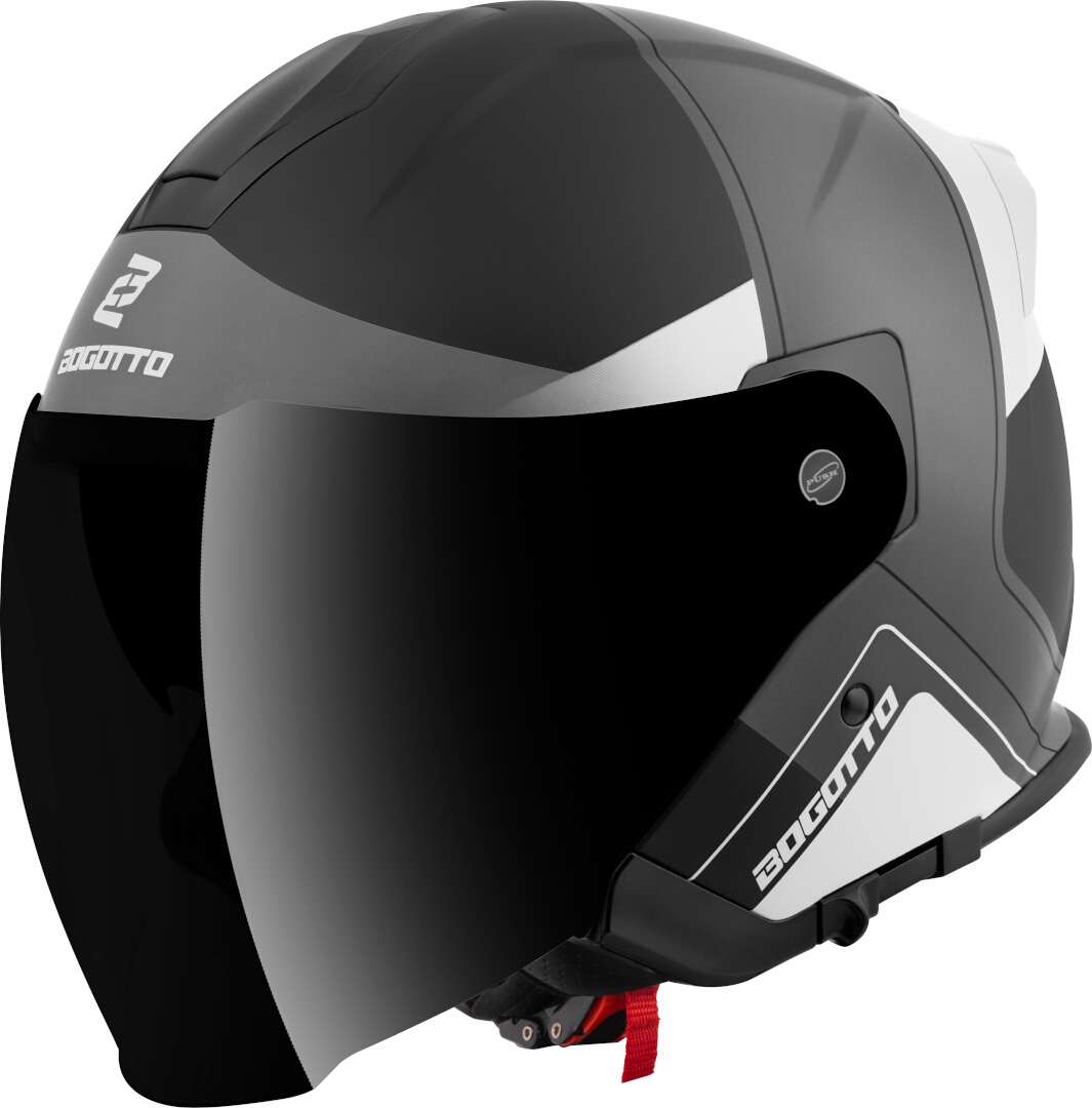Bogotto H586 City-B Jet hjälm svart matt/grå/vit XS Figur 6
