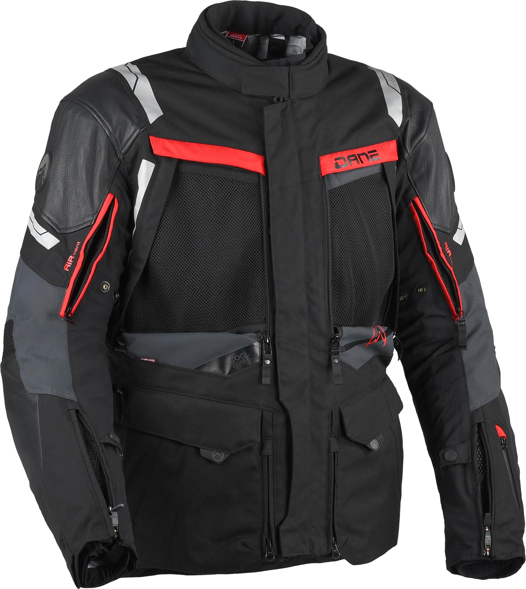 DANE Eventyr Gore-Tex waterproof Motorcycle Textile Jacket black/grey/red 4XL Figure 2