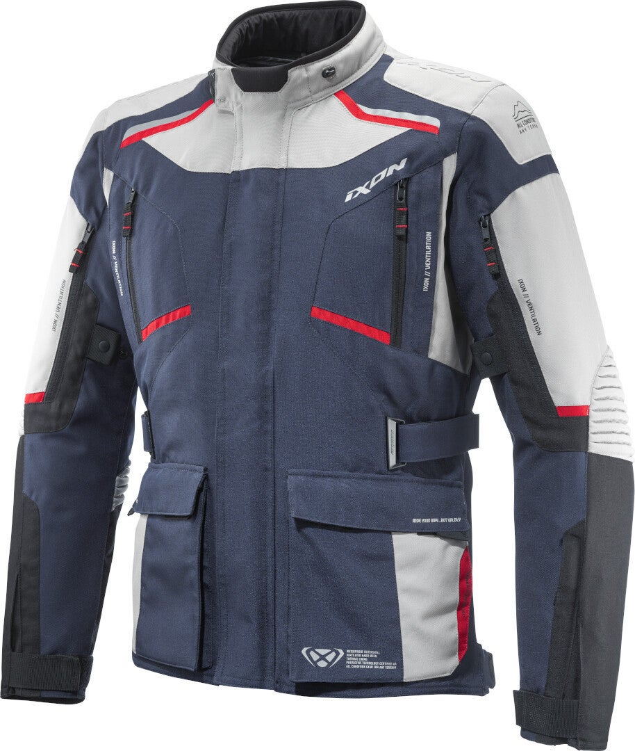 Ixon Midgard Waterproof Motorcycle Textile Jacket black/grey/blue XL Figure 1