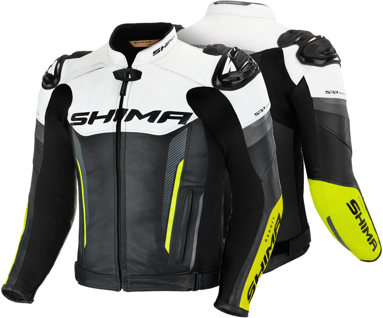 SHIMA Bandit Motorrad Lederjacke schwarz/weiß/gelb 52 Abbildung 3
