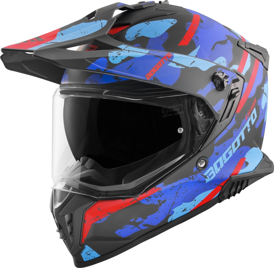 Bogotto FG-601 Sniper Enduro hjelm i glasfiber sort mat/rød/blå L Figur 2