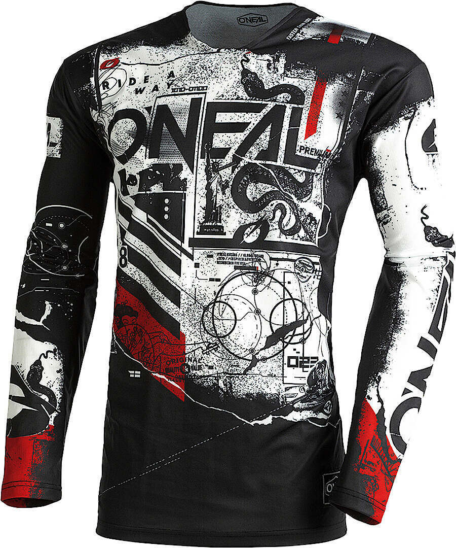 Oneal Mayhem Scarz V.22 Motocross Jersey sort/hvid/rød L Figur 1
