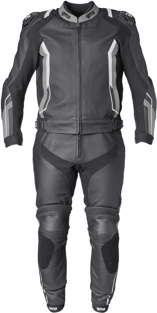 GMS GR-1 Two Piece Motorcycle Leather Suit black/grey/white 46 Figure 1