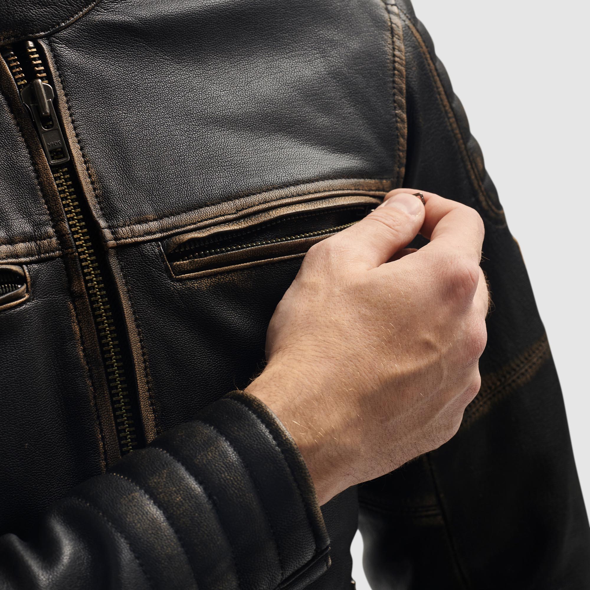 Side view of Rebelhorn Hunter 2 Motorcycle Leather Jacket