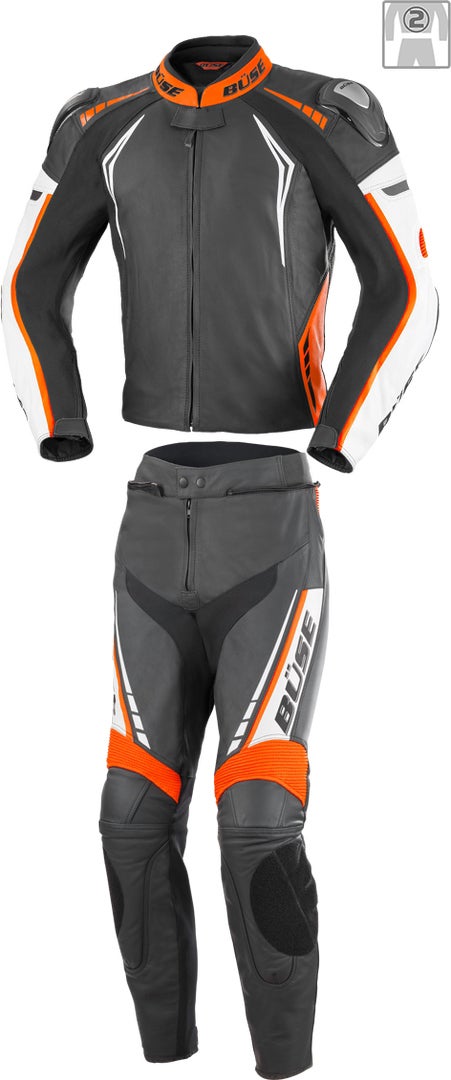 Büse Silverstone Pro Two Piece Ladies Leather Suit black/white/orange 40 Figure 1