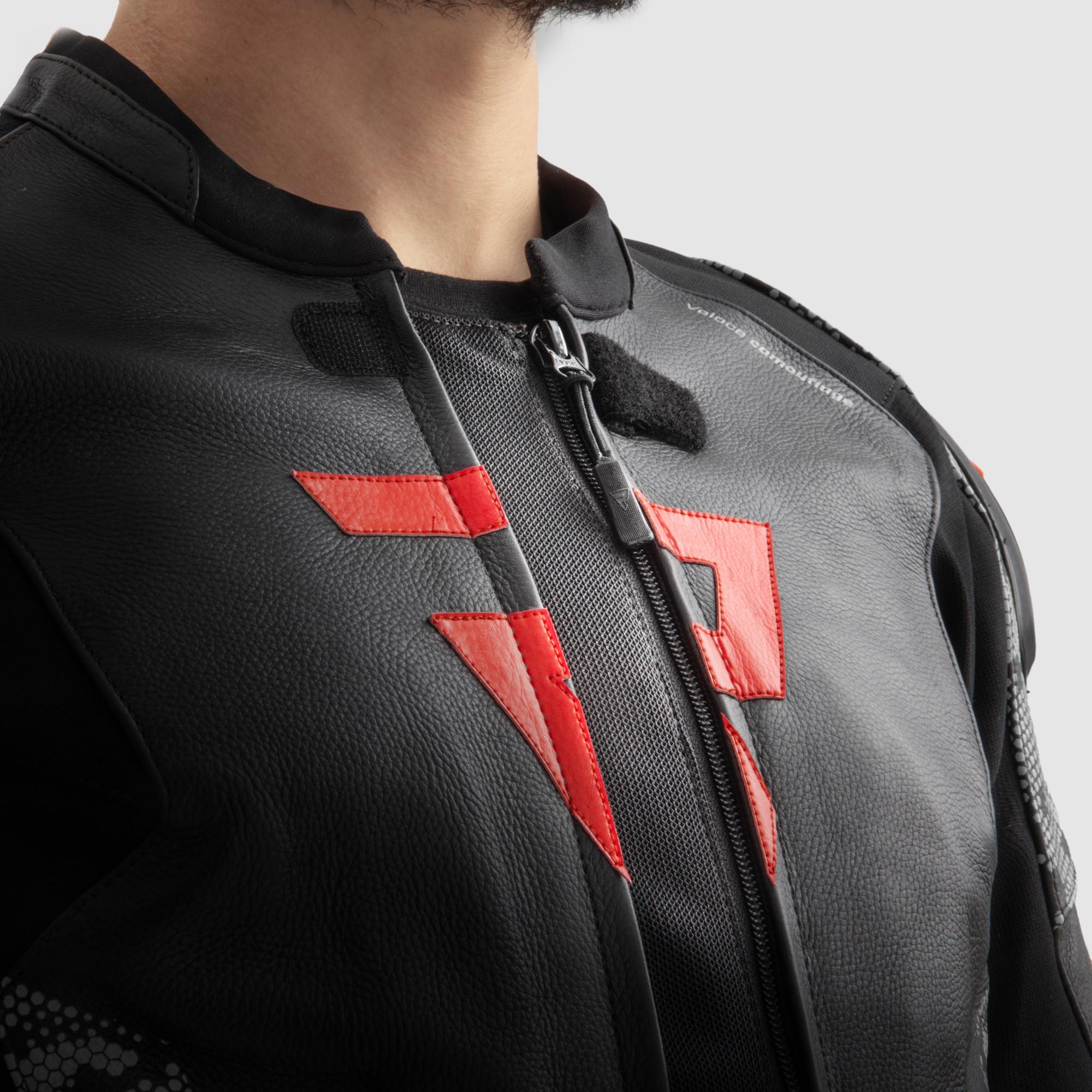 Rebelhorn Veloce Camo Motorcycle Leather Jacket black/grey/red 58 Figure 3