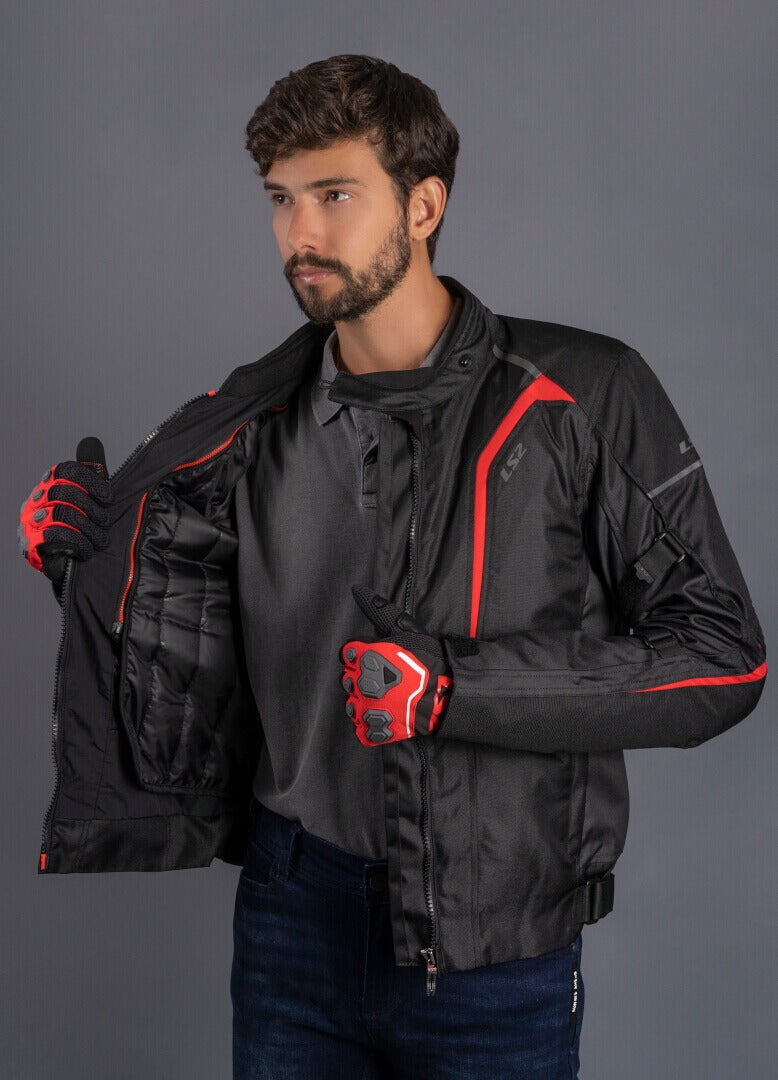 LS2 Sepang Veste textile de moto imperméable Noir/Gris/Rouge 3XL Figure 5