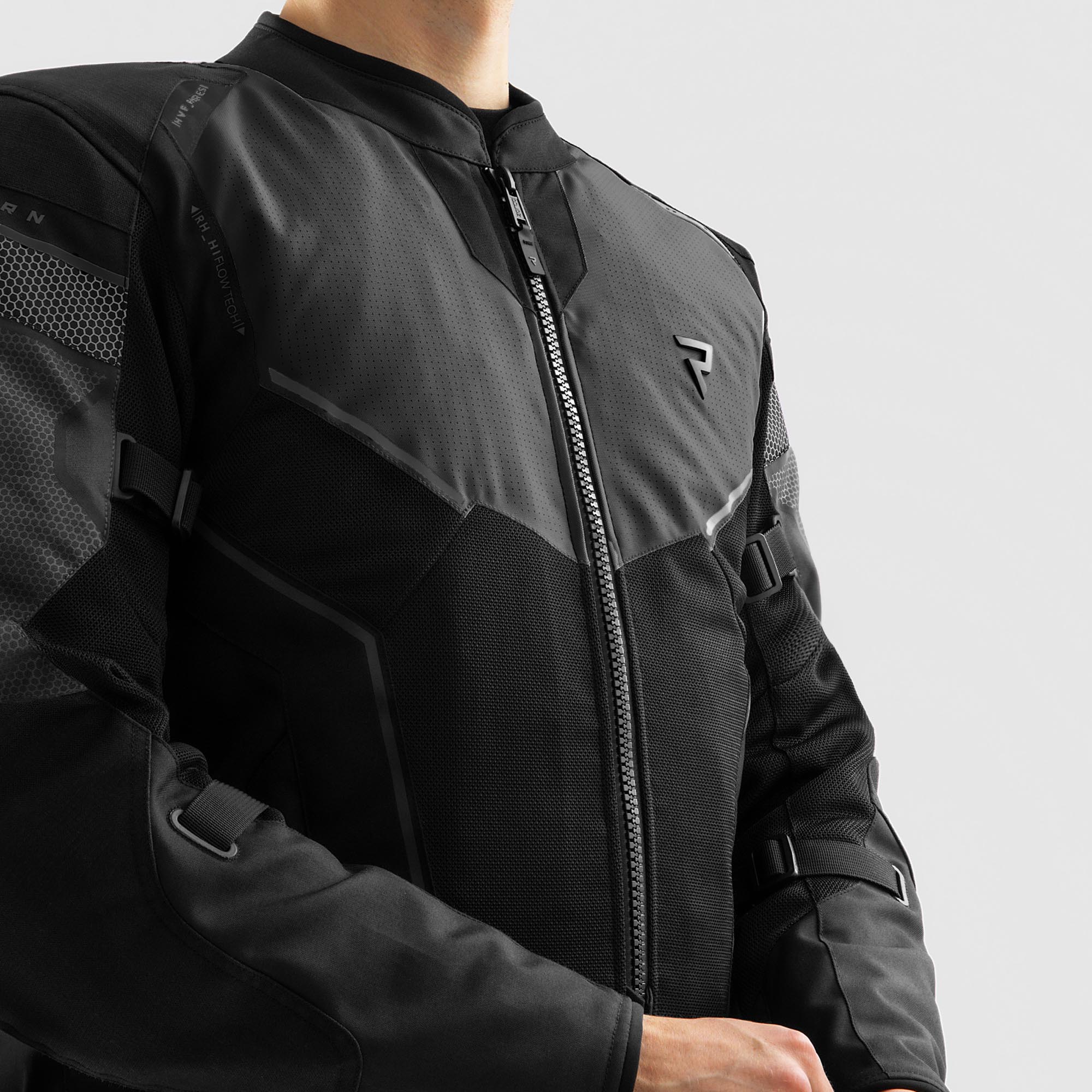 Side view of Rebelhorn Hiflow 5 waterproof Motorcycle Textile Jacket