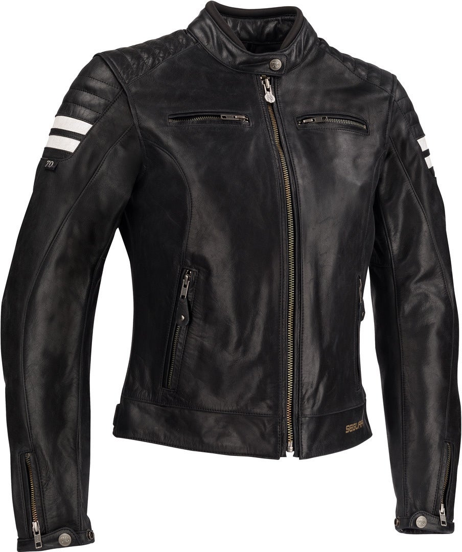 Segura Stripe Ladies Motorcycle Leather Jacket black/white 42 Figure 1