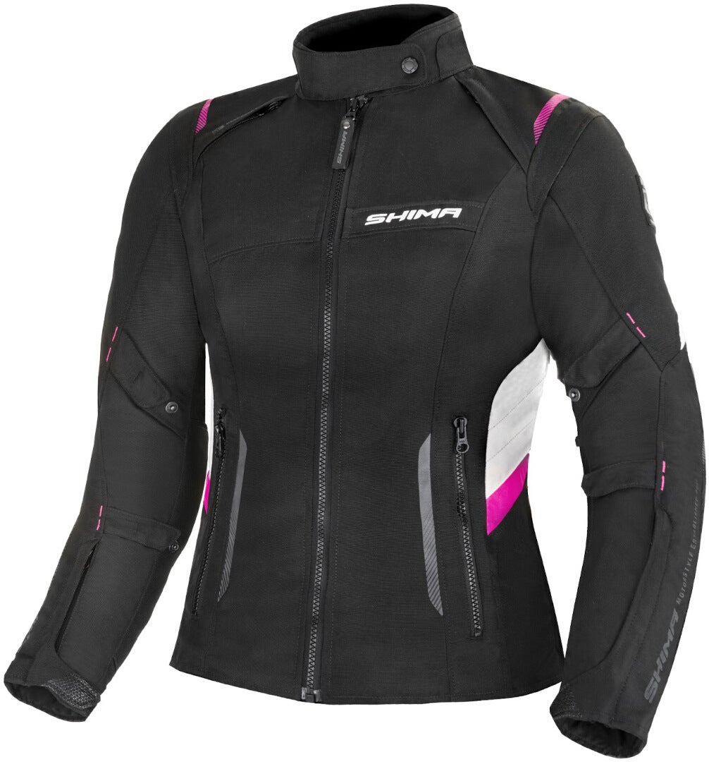 SHIMA Rush imperméable à l’eau dames moto textile veste noir/blanc/rose M Figure 1