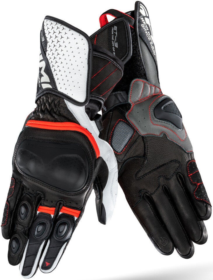 SHIMA ST-3 perforerede motorcykelhandsker sort/hvid/rød M Figur 3