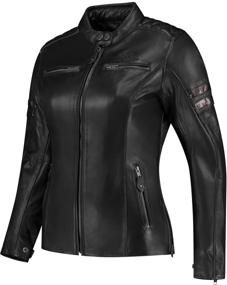 Rusty Stitches Joyce V2 Damen Motorrad Lederjacke schwarz/glitzer 38 Abbildung 1