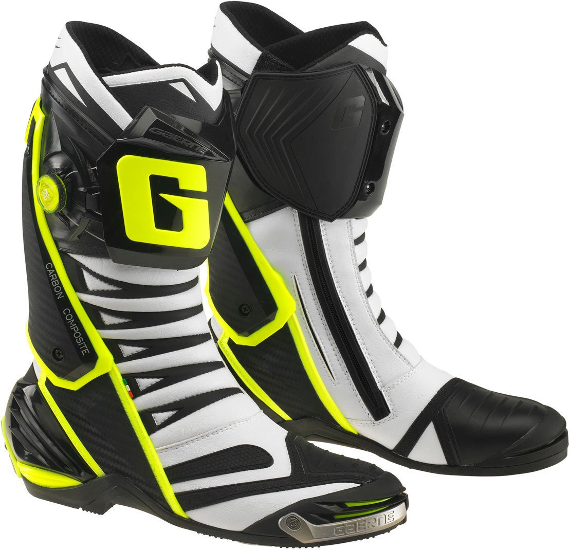 Gaerne GP1 Evo Racing Motorcycle Boots white/black/yellow ▻ shop