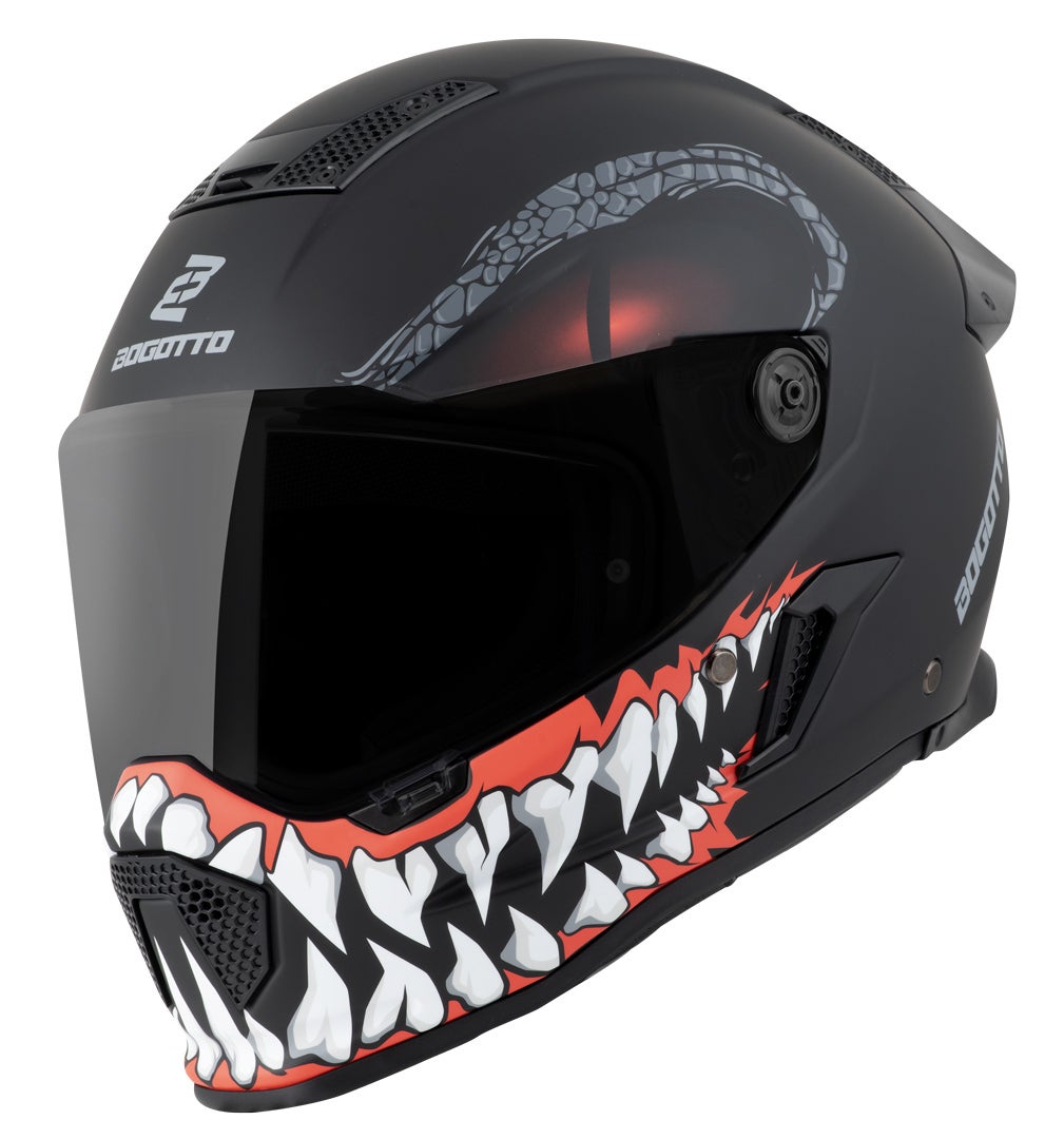 Bogotto Rapto Reptile Casco nero/rosso opaco S Figura 1