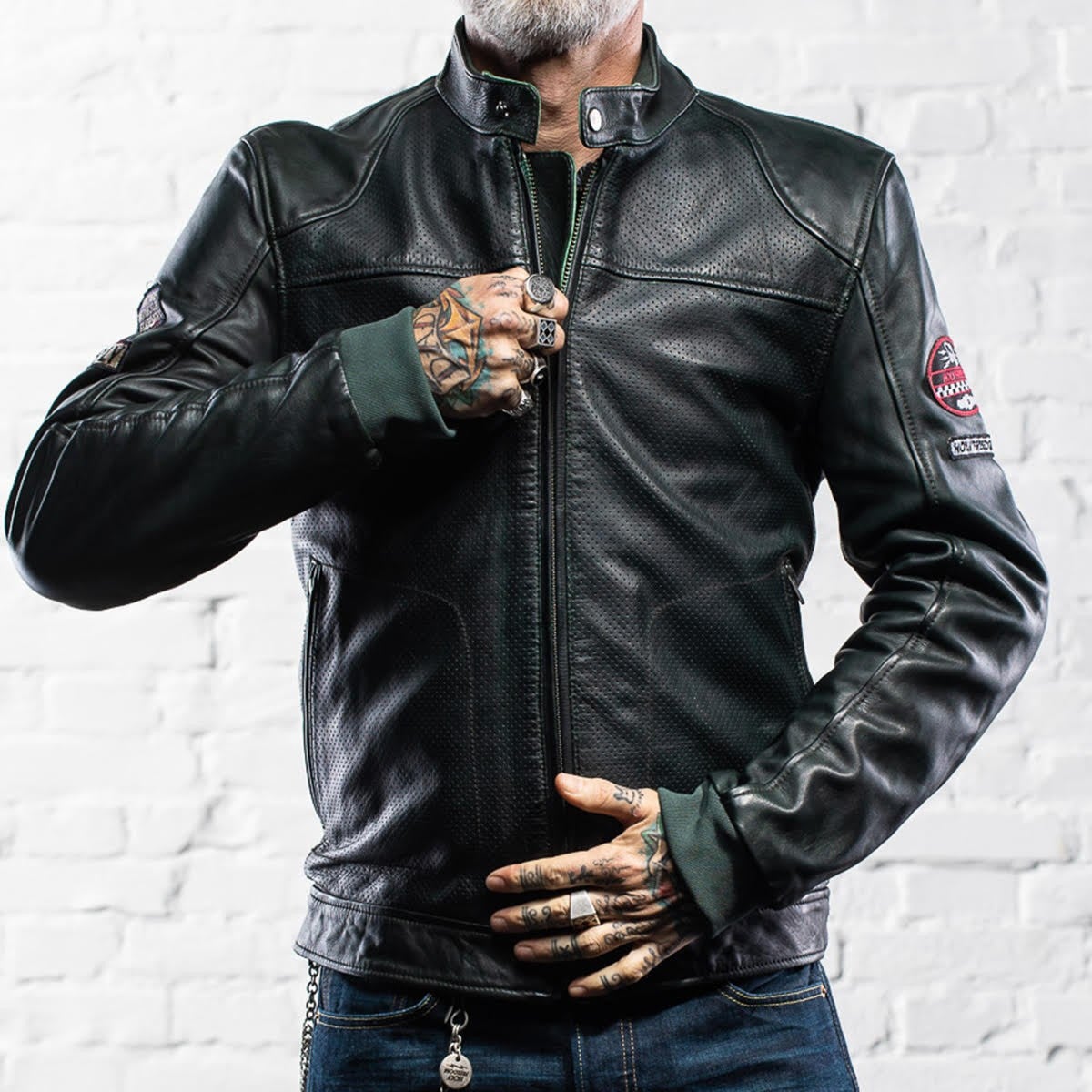 HolyFreedom Due Motorcycle Leather Jacket dark green XXL Figure 7