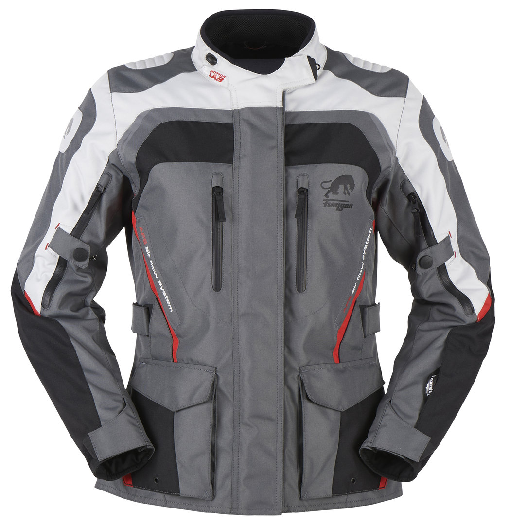 Furygan Apalaches Damen Motorcykel Textil Jacka svart/grå/röd XL Figur 1