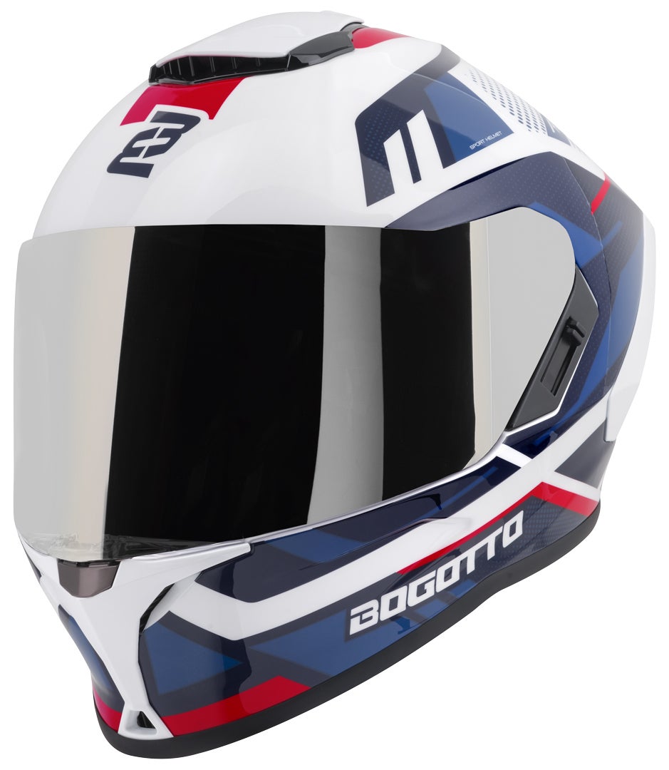 Bogotto Phantom Codex Glasvezel helm wit/blauw/rood S Figuur 6