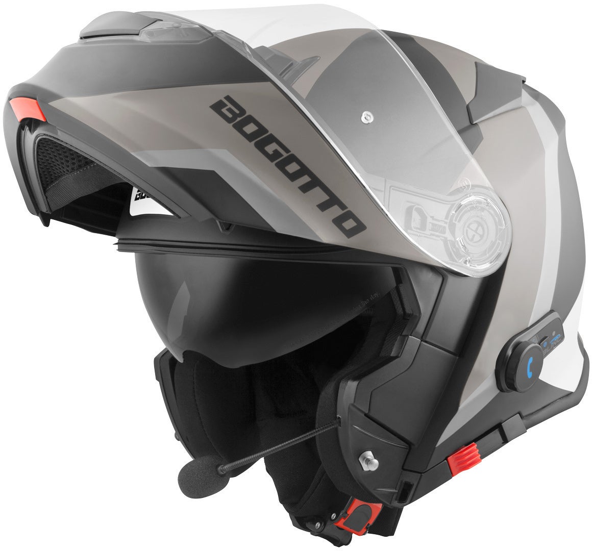 Bogotto V271 BT Zabu Bluetooth hjelm sort mat/grå S Figur 1