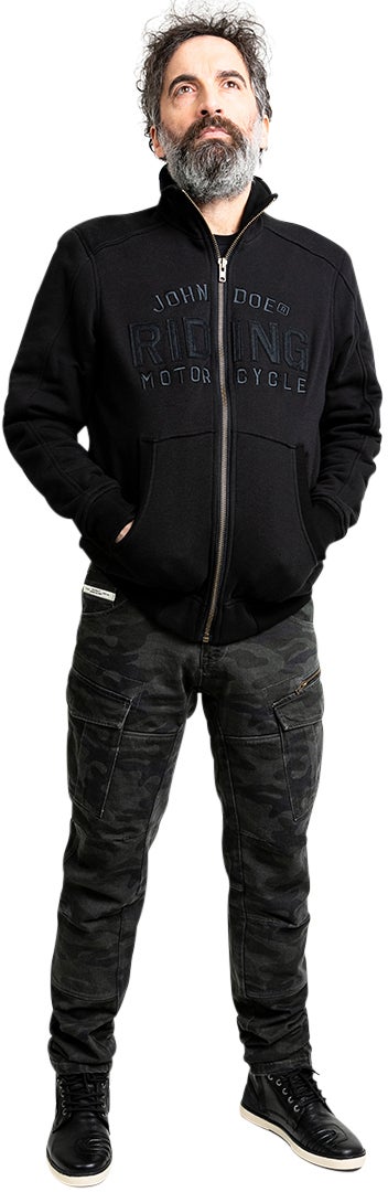 John Doe Standup Neck Motorcykel hoodie Sort/sort M Figur 10