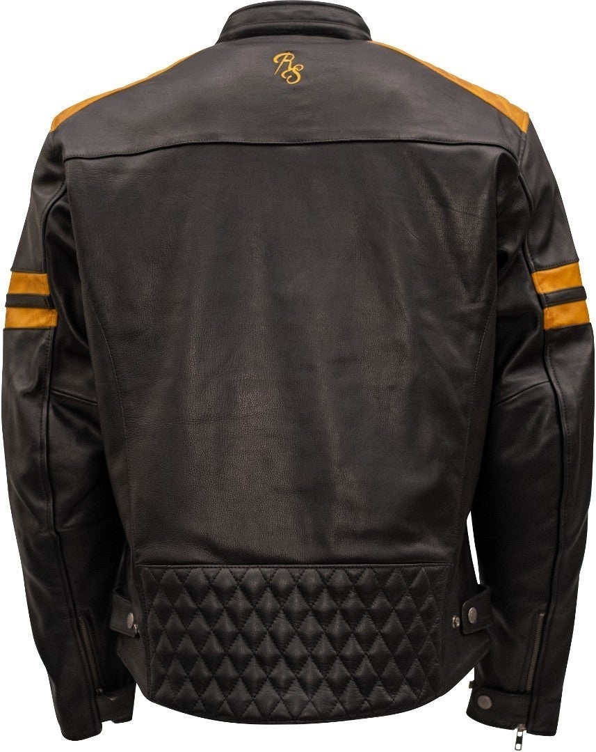 Rusty Stitches Jari Motorcycle Leather Jacket black/gold 4XL Figure 2