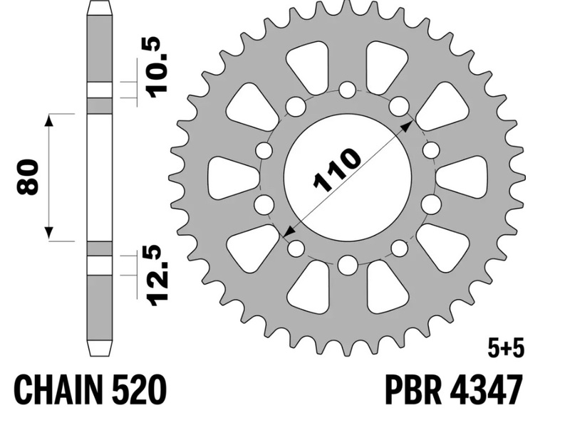 PBR Bakre kedjehjulsstål Standard - 520 Figur 1