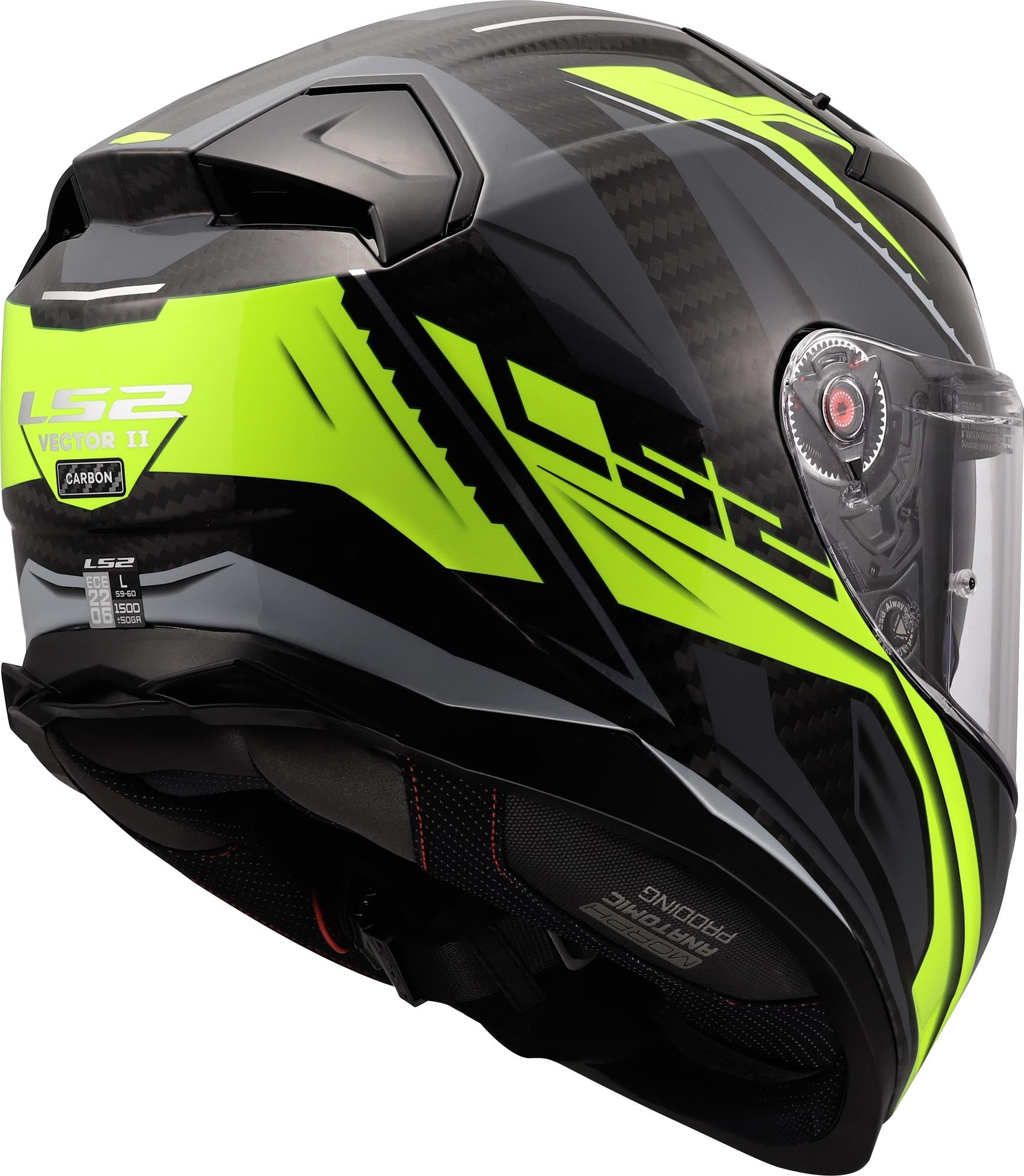 LS2 FF811 Vector II Carbon Savage Helm Zwart/Geel XXS (51/52) Figuur 4