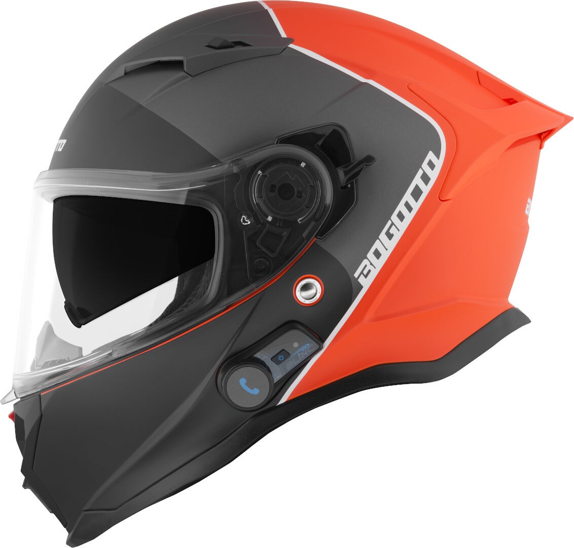 Bogotto H153 BT SPN Bluetooth Hjelm sort mat/orange L Figur 8