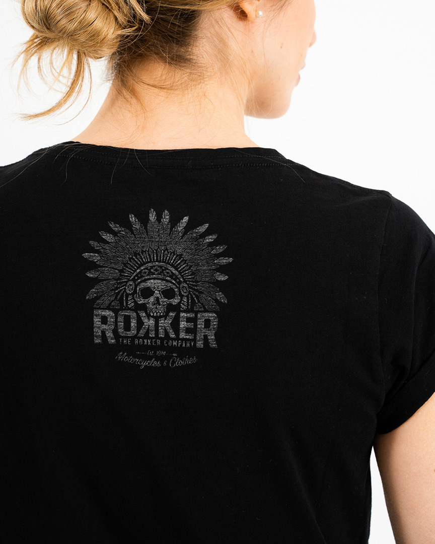 Rokker Indian Bonnet T-shirt för damer svart M Figur 4