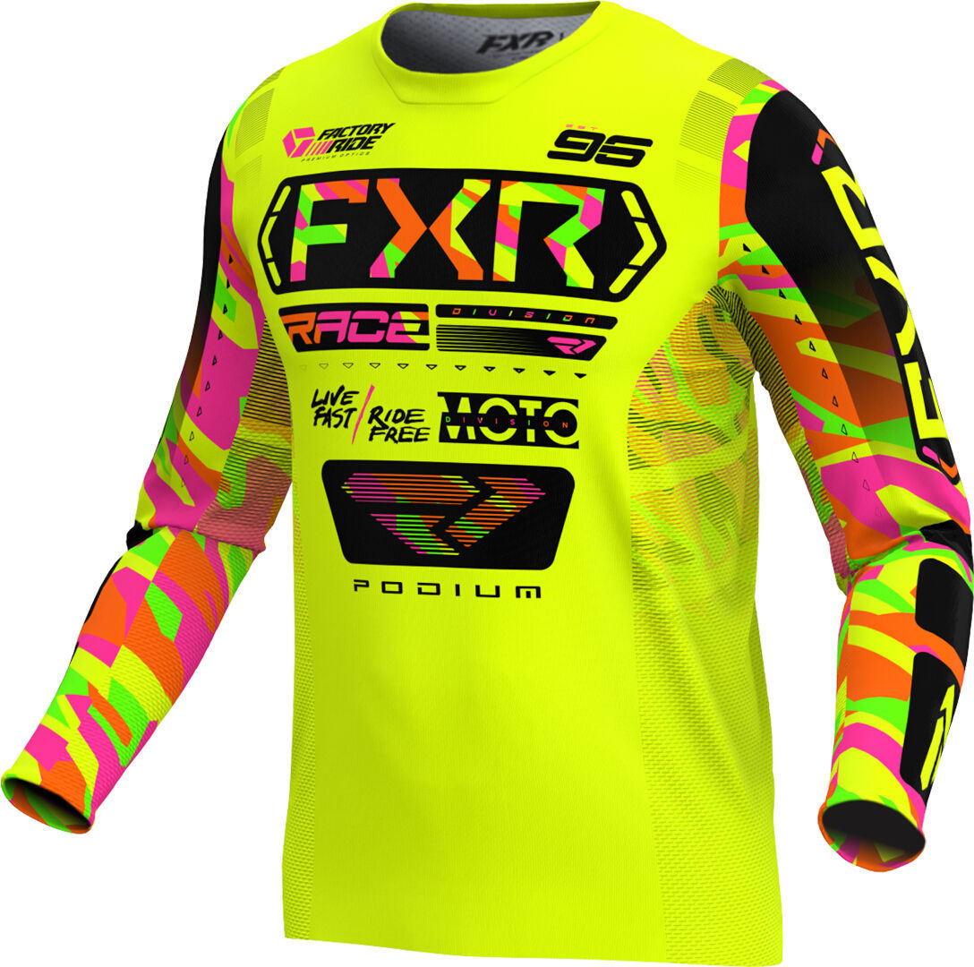 FXR Podium 2025 Tricou de motocross pentru tineret galben/magenta S Figura 1