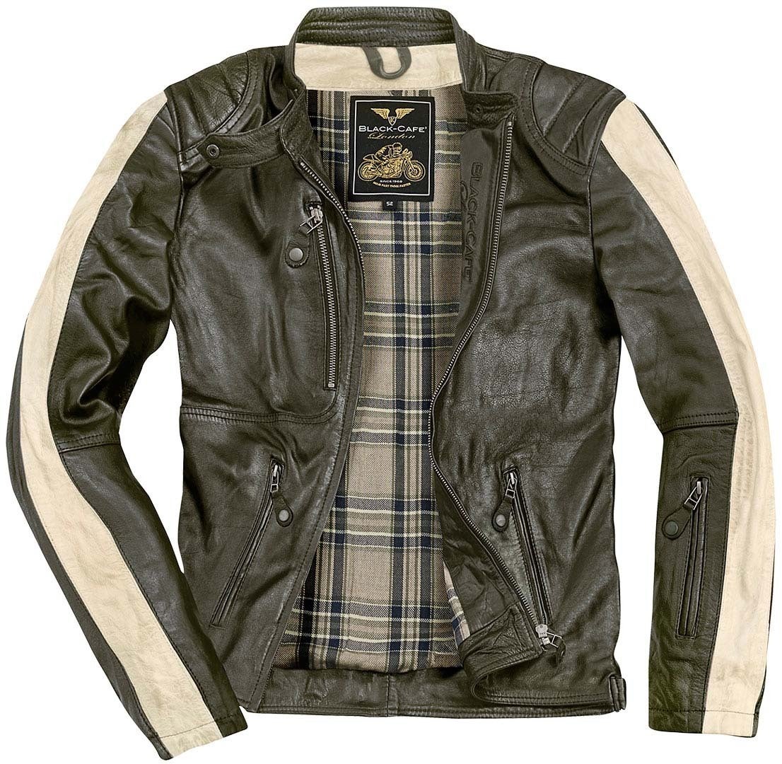 Black-Cafe London Vintage Motorcycle Leather Jacket dark green 52 Figure 2