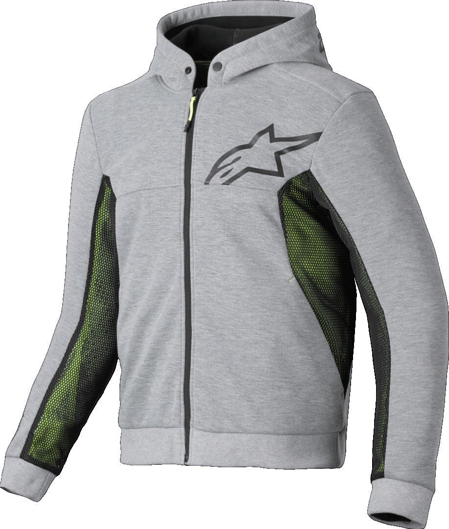 Alpinestars Chrome Air Sport Sweat à capuche zippé de moto Gris clair/noir/jaune néon 3XL Figure 1