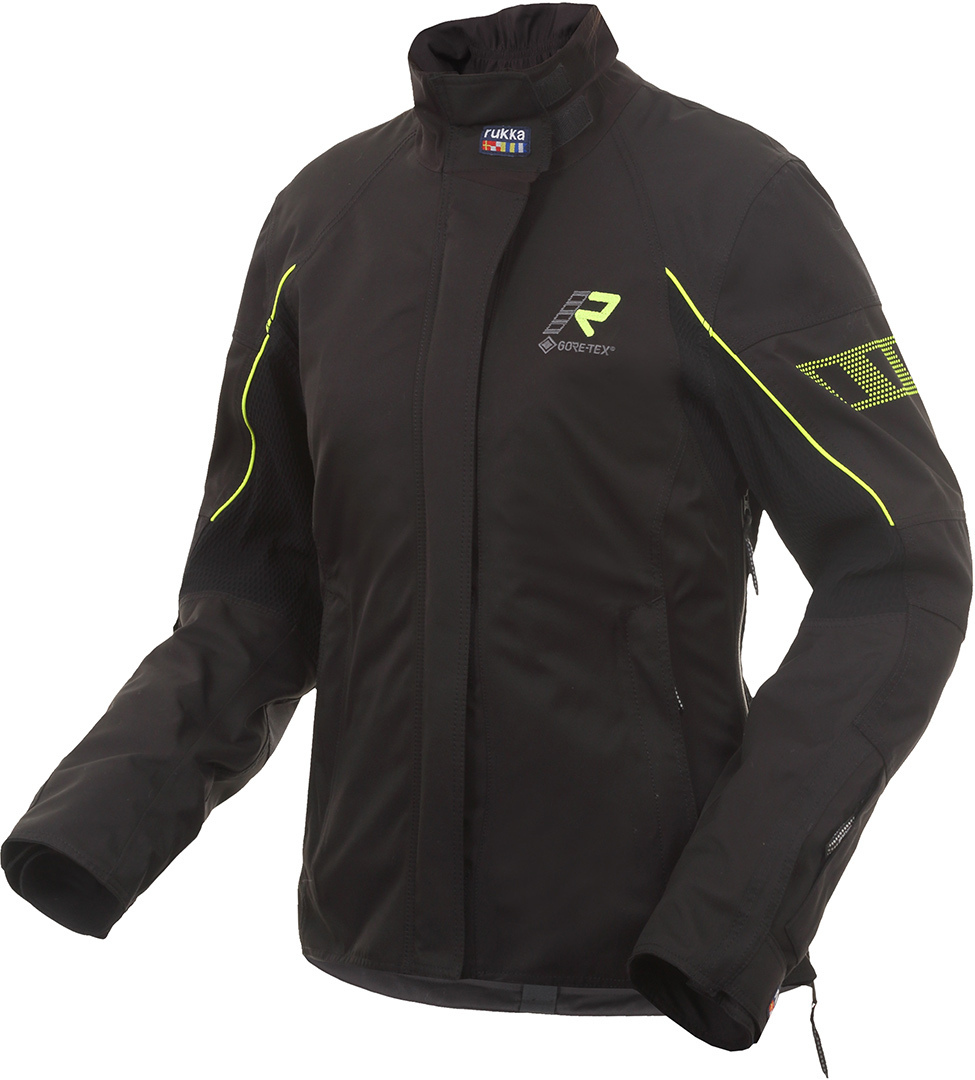 Rukka StretchDry Damer Motorcykel Tekstiljakke sort/gul 48 Figur 1