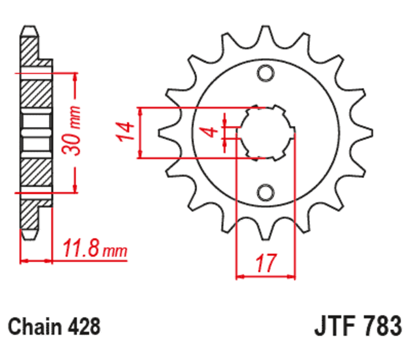PIGNONS JT Pignon acier standard 783 - 428 Figure 2