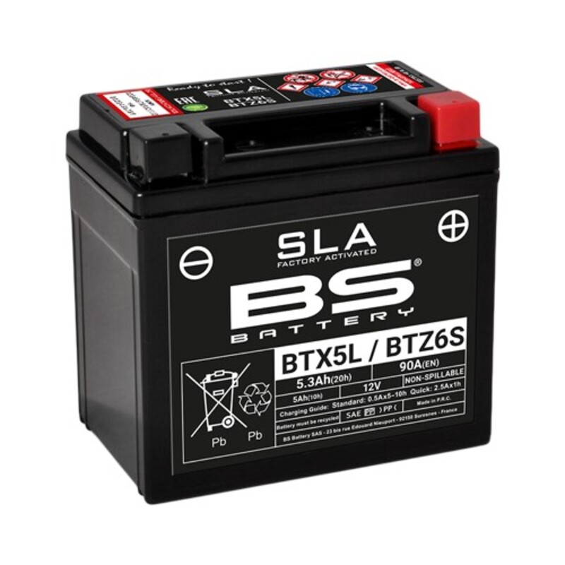 BS-batteri Fabriksaktiverat underhållsfritt SLA-batteri - BTX5L / BTZ6S Figur 1
