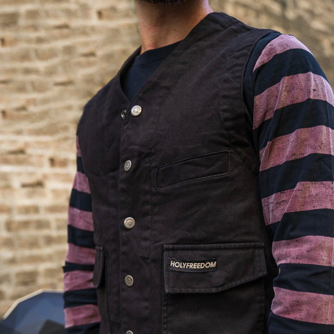 HolyFreedom Gilet Denim Vest Sort L Figur 3
