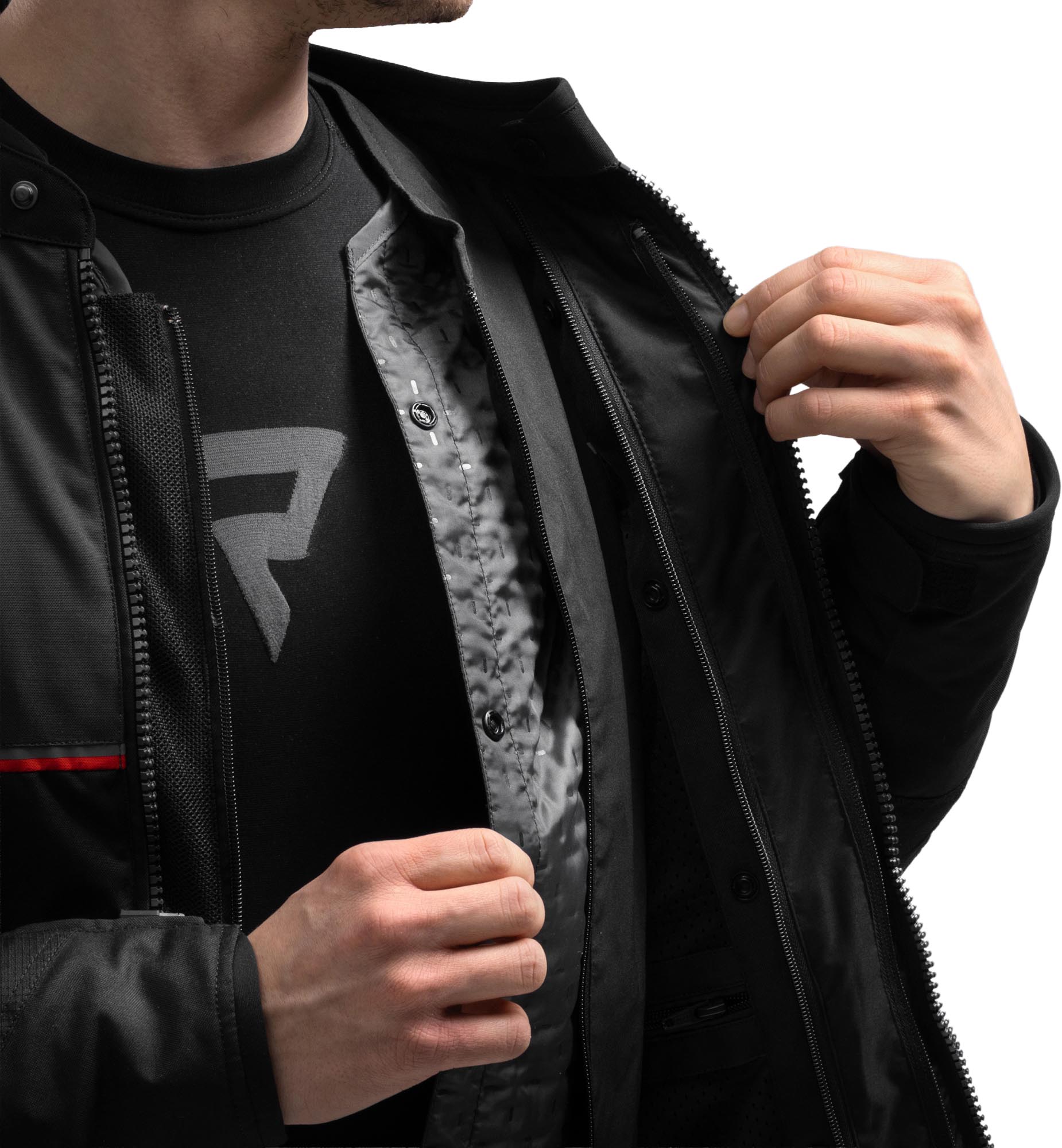 Rebelhorn Swift waterproof Motorcycle Textile Jacket black/grey/red XL Figure 13