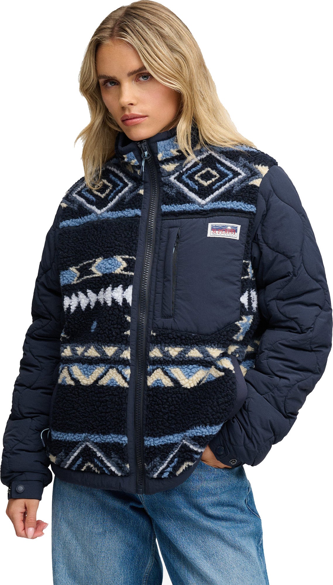 Superdry & Co Fleece Onion Quilt Damers hybridjacka blått XS Figur 4