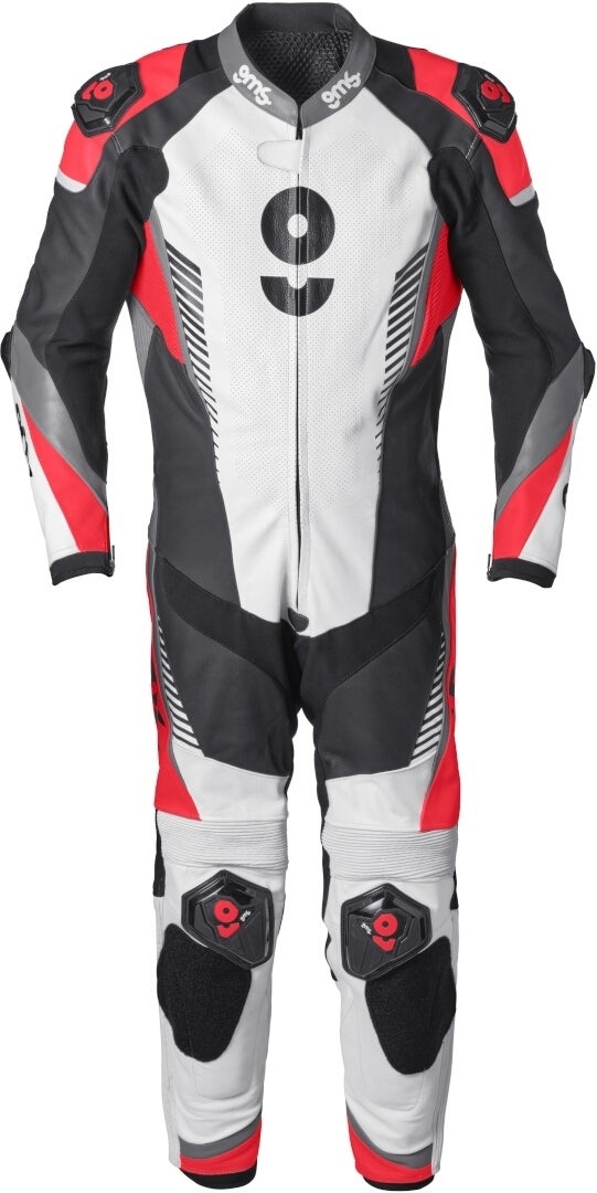 GMS GRC-1 Eendelig motorfiets lederen pak zwart/wit/rood 52 Figuur 1