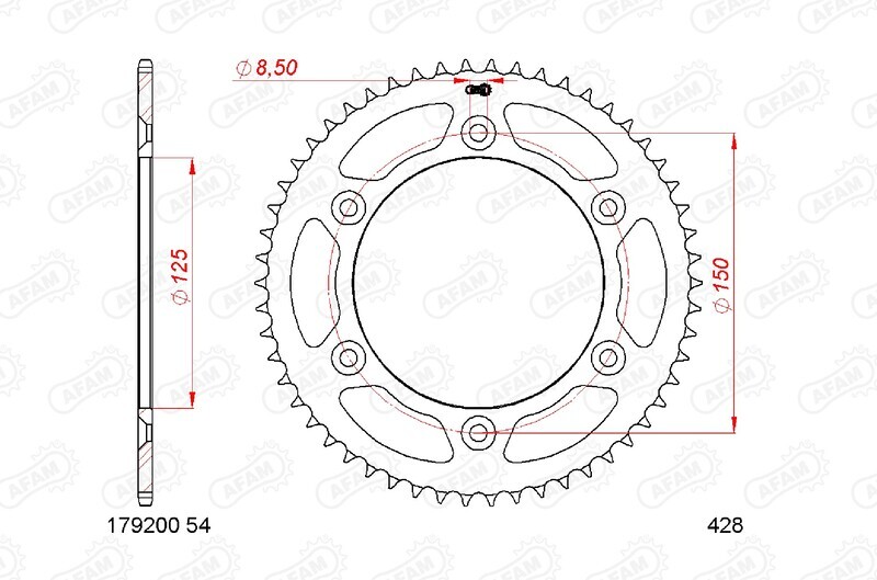 AFAM Kedjekit 428R1 11/60-146 - Standard bakre kedgehjul Figur 4